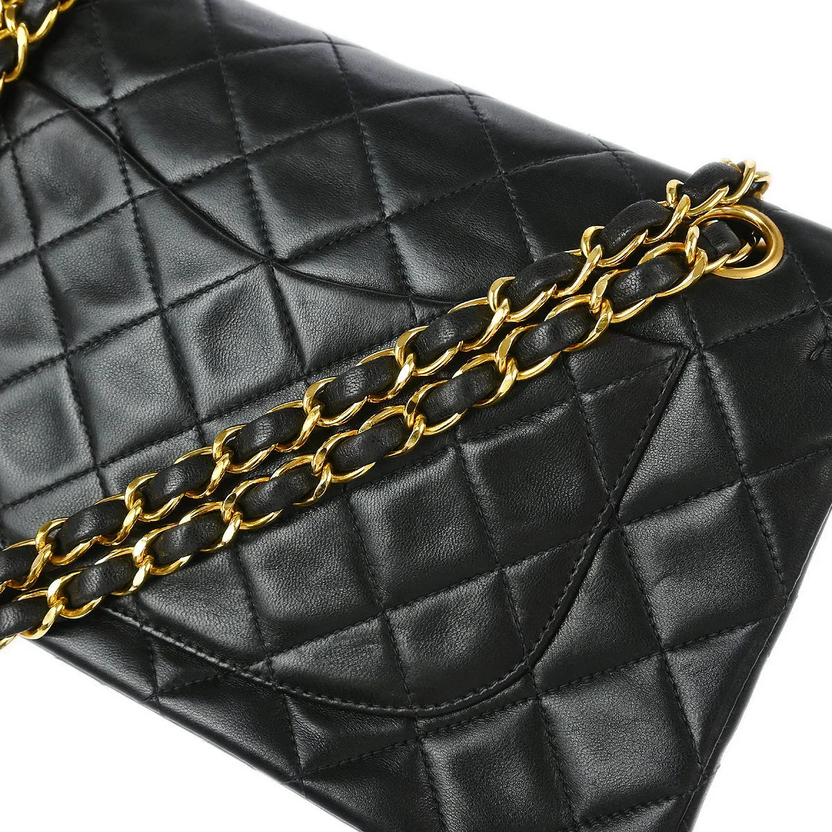 Chanel 1994-1996 Black Lambskin Small Classic Double Flap Shoulder Bag
