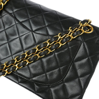 Chanel 1994-1996 Black Lambskin Small Classic Double Flap Shoulder Bag