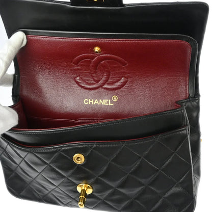Chanel 1994-1996 Black Lambskin Small Classic Double Flap Shoulder Bag