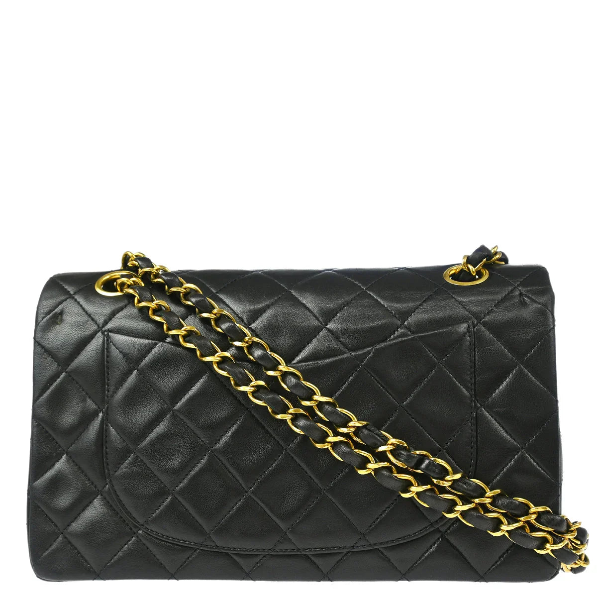 Chanel 1991-1994 Black Lambskin Small Classic Double Flap Shoulder Bag