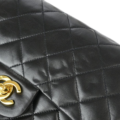 Chanel 1991-1994 Black Lambskin Small Classic Double Flap Shoulder Bag