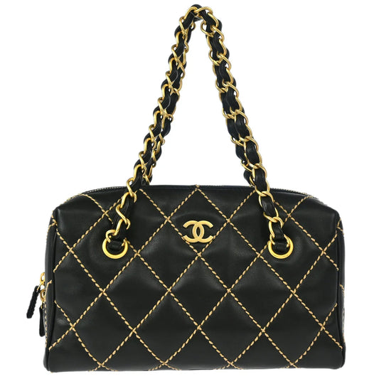Chanel 2003-2004 Black Calfskin Wild Stitch Handbag