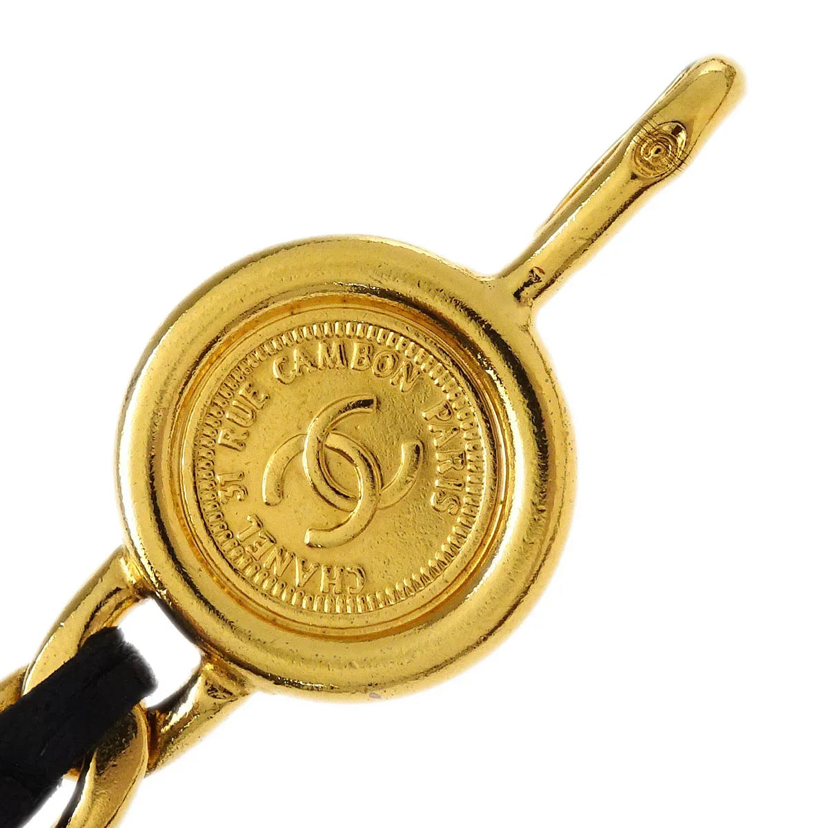 Chanel Chain Belt Medallion Gold Black Small Good