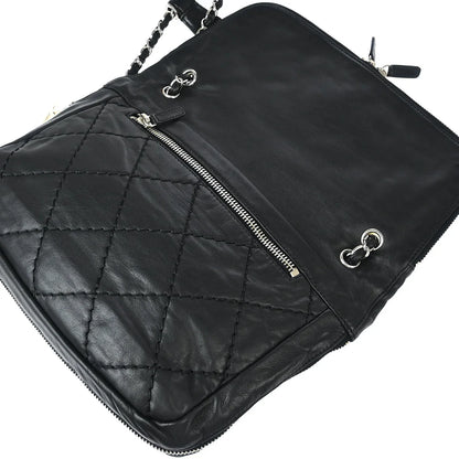 Chanel 2006-2008 Black Calfskin Expandable Flap Handbag