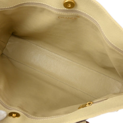 Chanel 2000-2002 Off-white Caviar Chain Tote Bag