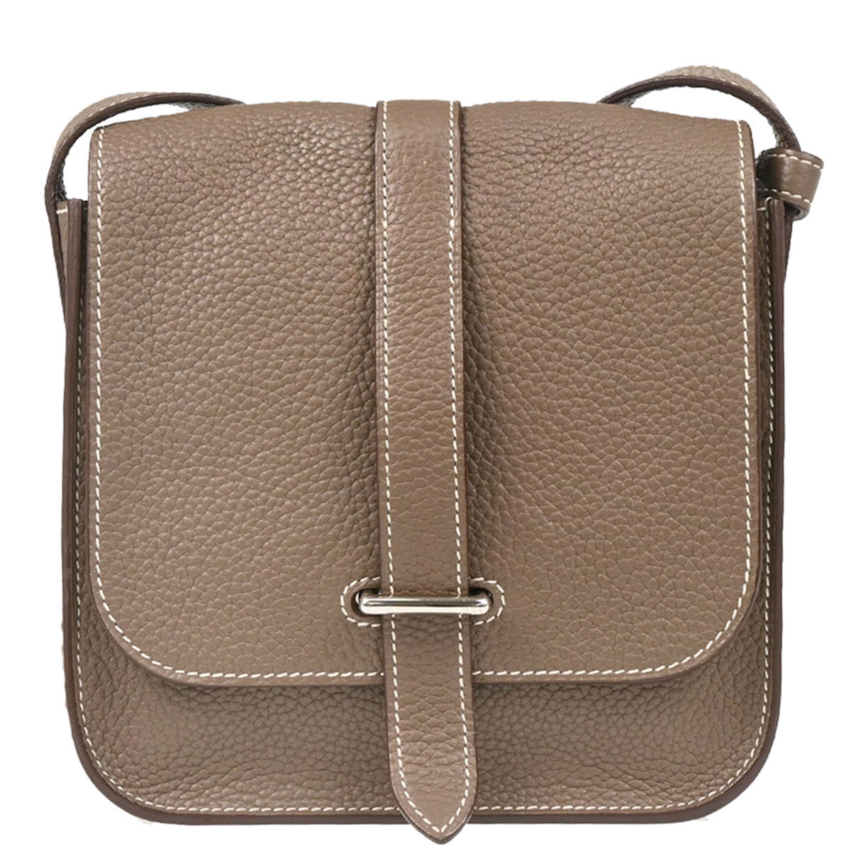 Hermes 2011 Etoupe Taurillon Clemence Pochette Steve Shoulder Bag