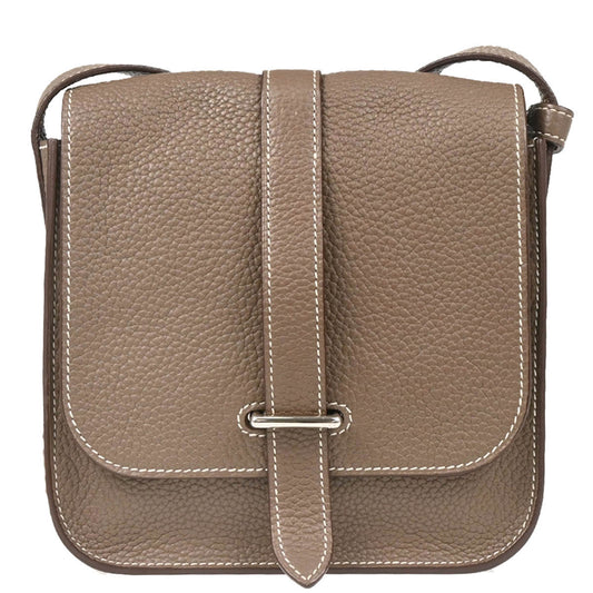 Hermes 2011 Etoupe Taurillon Clemence Pochette Steve Shoulder Bag