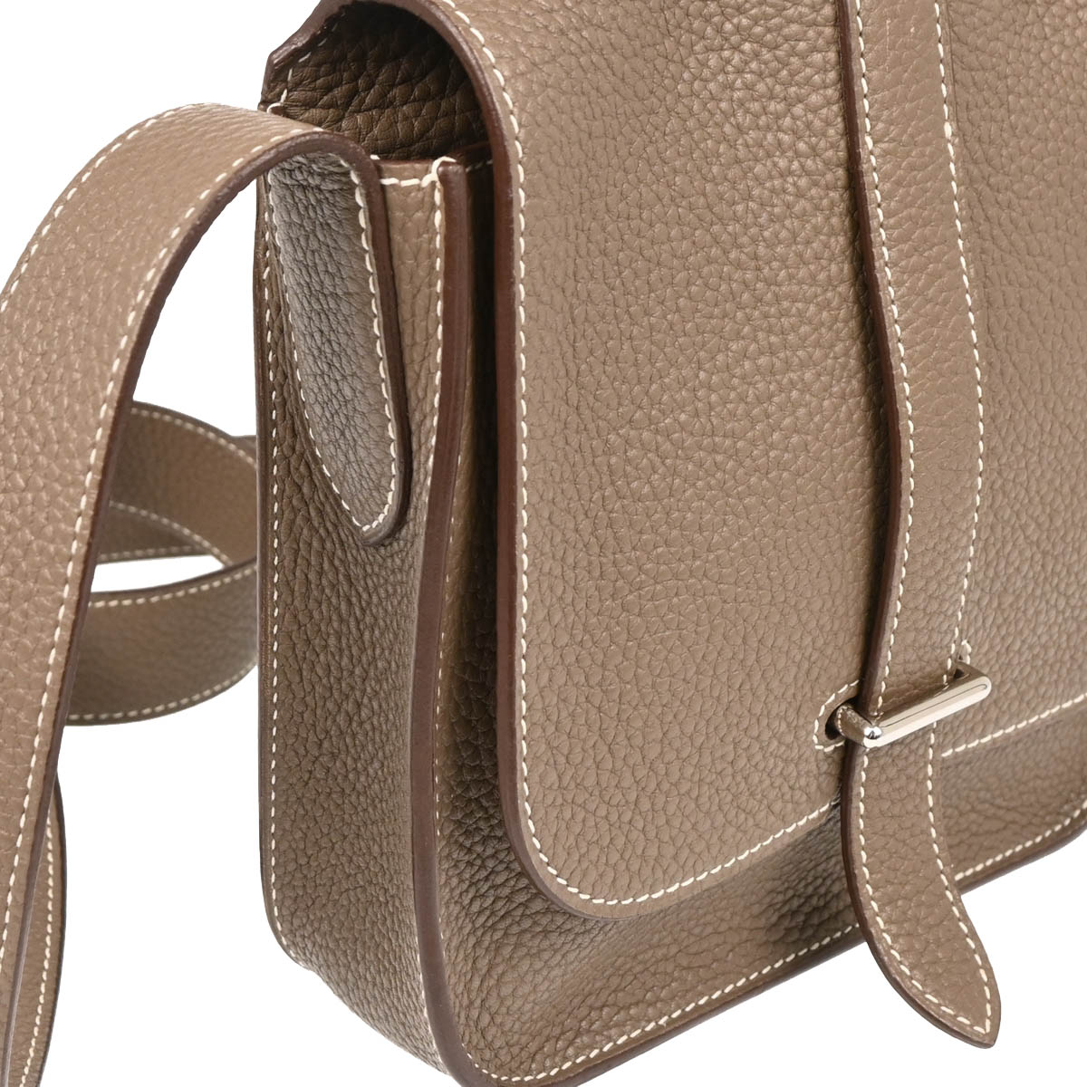 Hermes 2011 Etoupe Taurillon Clemence Pochette Steve Shoulder Bag