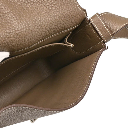 Hermes 2011 Etoupe Taurillon Clemence Pochette Steve Shoulder Bag