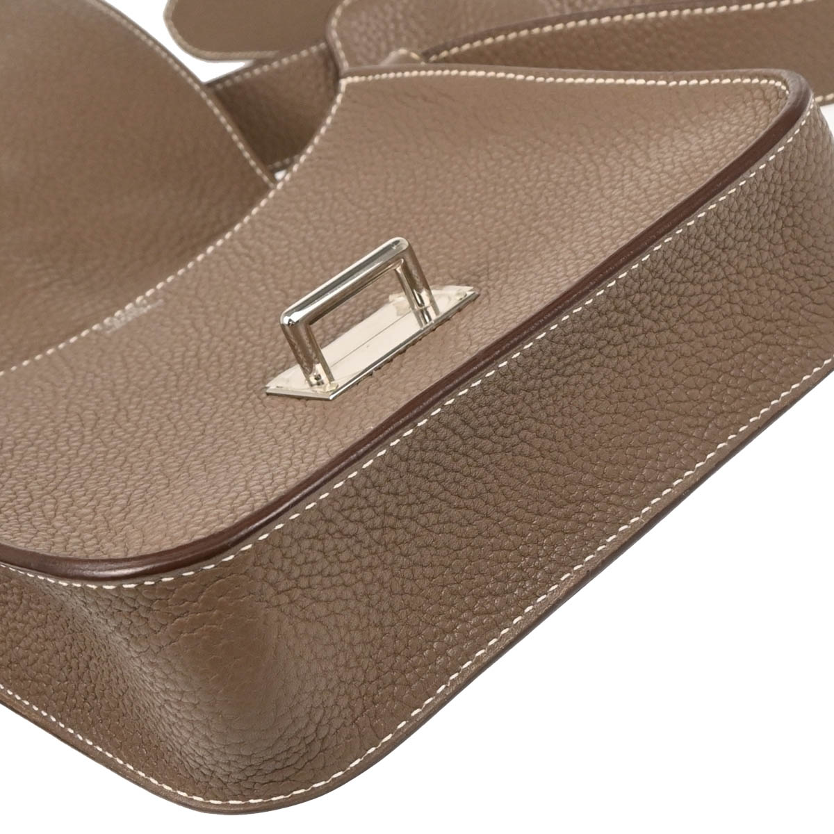 Hermes 2011 Etoupe Taurillon Clemence Pochette Steve Shoulder Bag