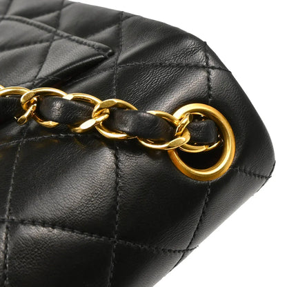 Chanel 1991-1994 Black Lambskin Mini Classic Square Flap Shoulder Bag