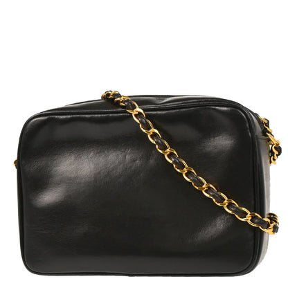 Chanel 1994-1996 Black Lambskin Triple CC Camera Bag Mini