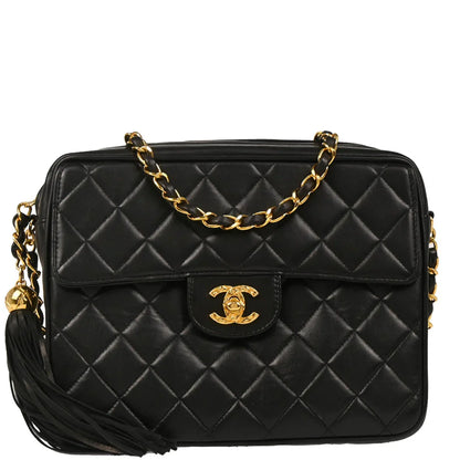 Chanel 1991-1994 Black Lambskin Camera Bag Small