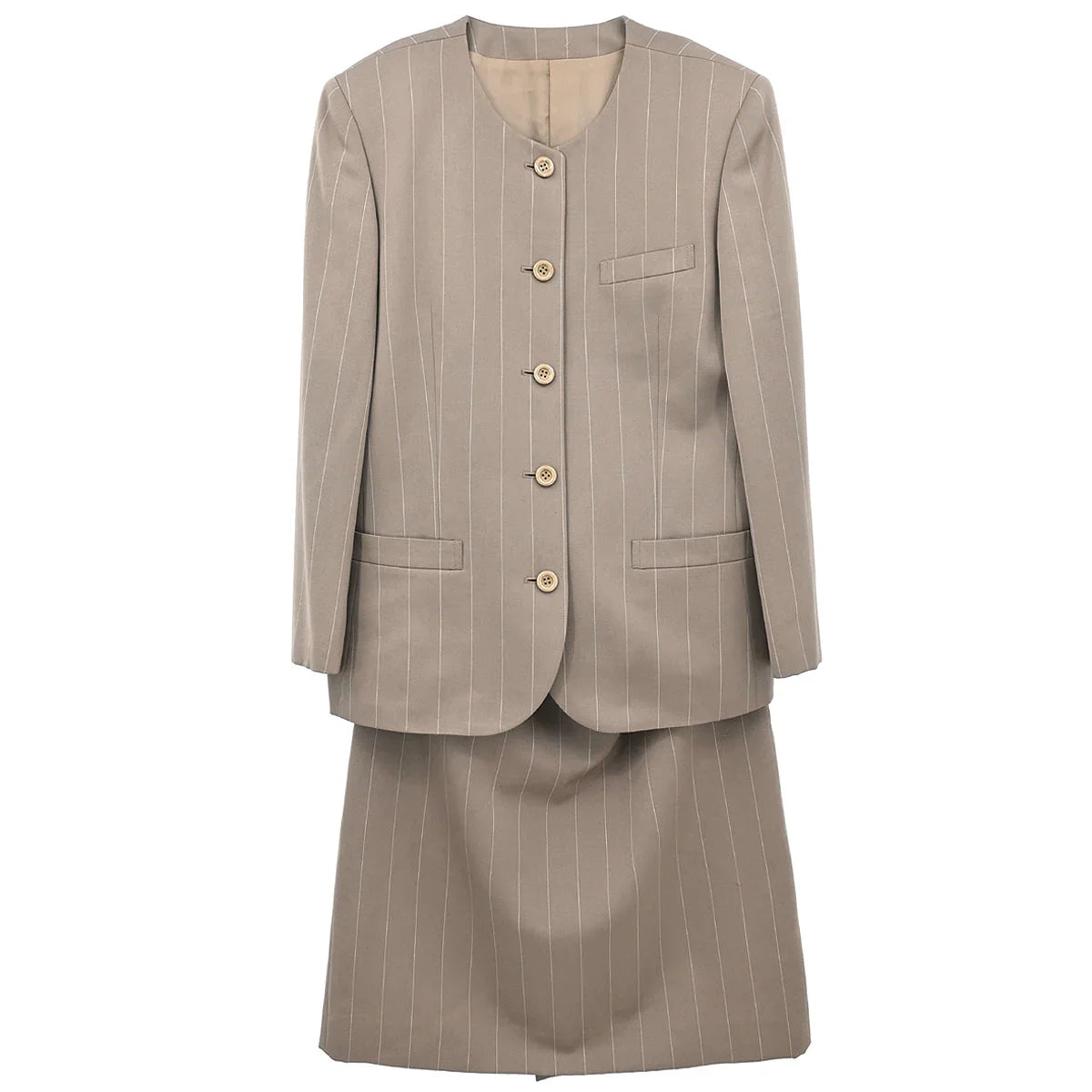 Burberrys Setup Suit Jacket Skirt Brown #36-38