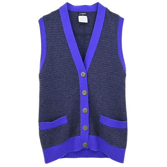Chanel 2008 Sleeveless Vest Cardigan Dark Gray #40
