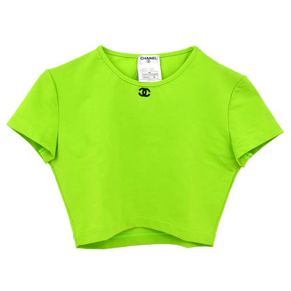 Chanel 1995 Cropped T-shirt Top Green #38