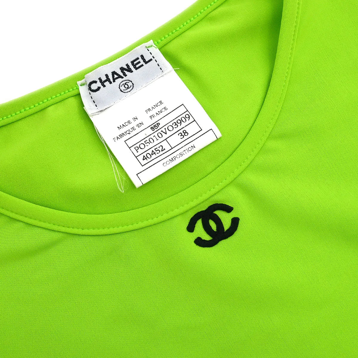 Chanel 1995 Cropped T-shirt Top Green #38