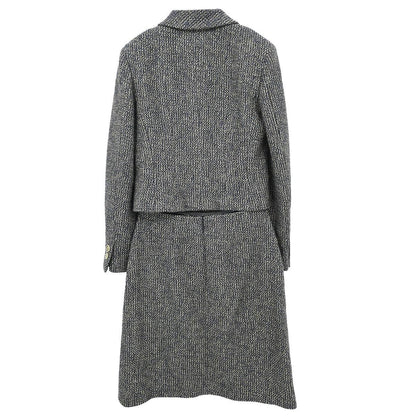 Chanel 2001 Setup Suit Jacket Skirt Gray #38