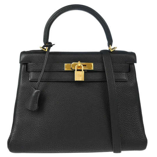 Hermes Black Togo Kelly 28 Retourne 2way Shoulder Handbag