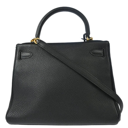 Hermes Black Togo Kelly 28 Retourne 2way Shoulder Handbag