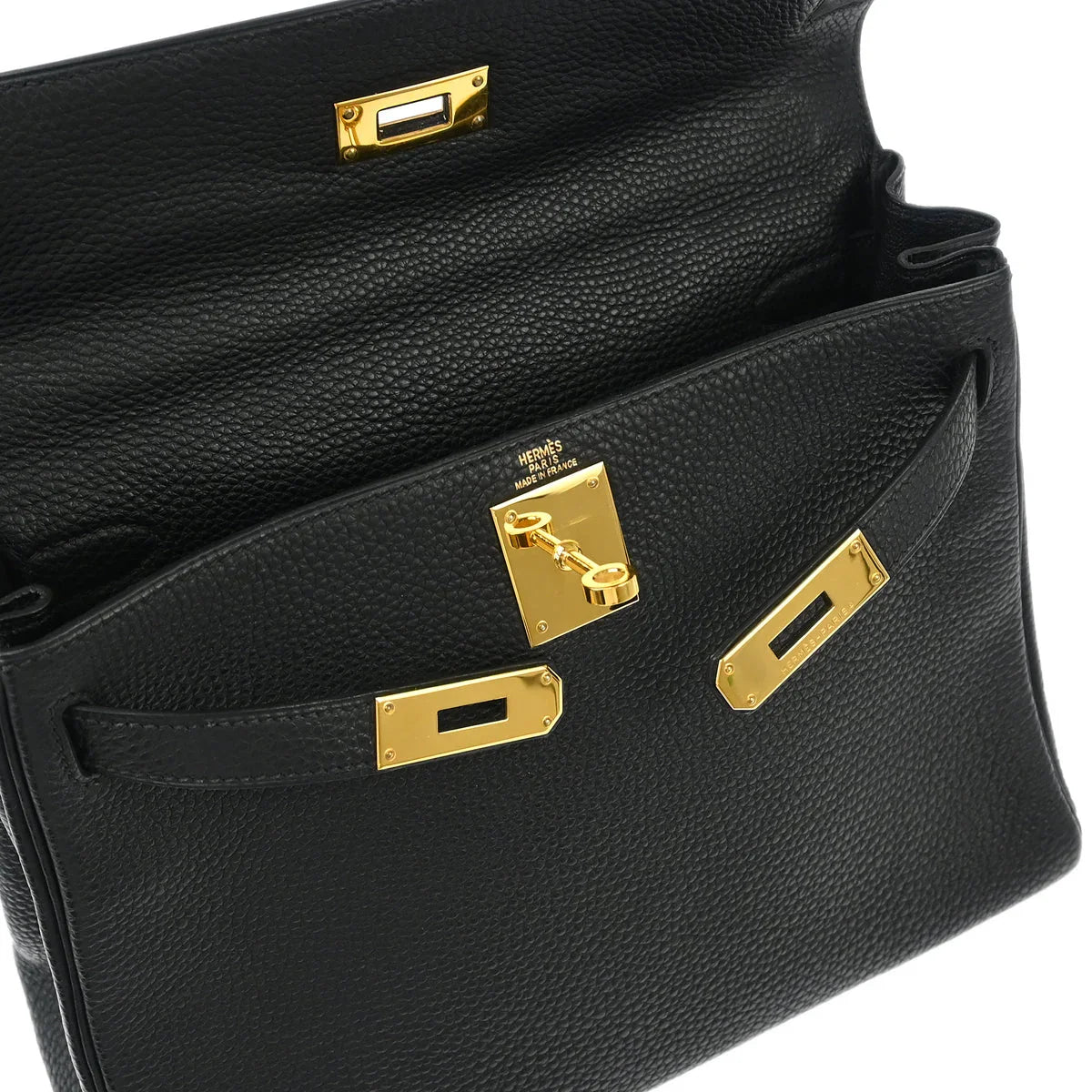 Hermes Black Togo Kelly 28 Retourne 2way Shoulder Handbag
