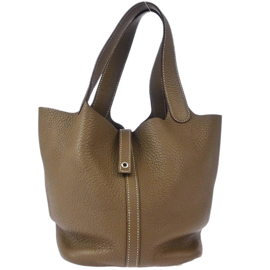 Hermes 2009 Etoupe Gray Taurillon Clemence Picotin Lock 22 MM Handbag
