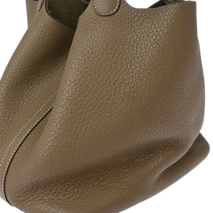 Hermes 2009 Etoupe Gray Taurillon Clemence Picotin Lock 22 MM Handbag