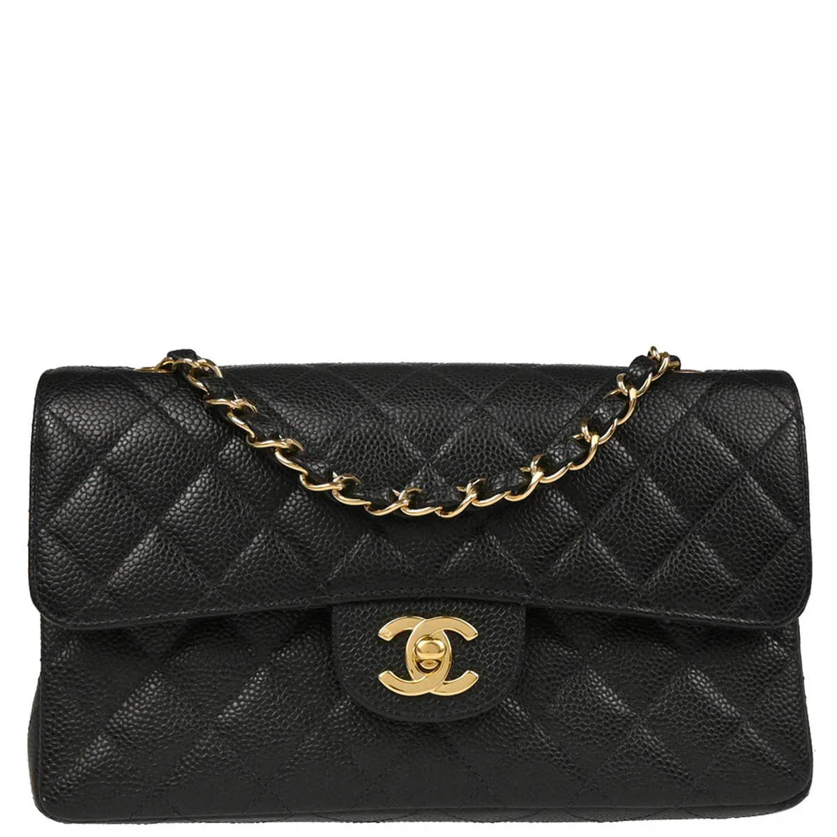 Chanel 2001-2003 Black Caviar Small Classic Double Flap Shoulder Bag