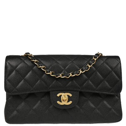 Chanel 2001-2003 Black Caviar Small Classic Double Flap Shoulder Bag