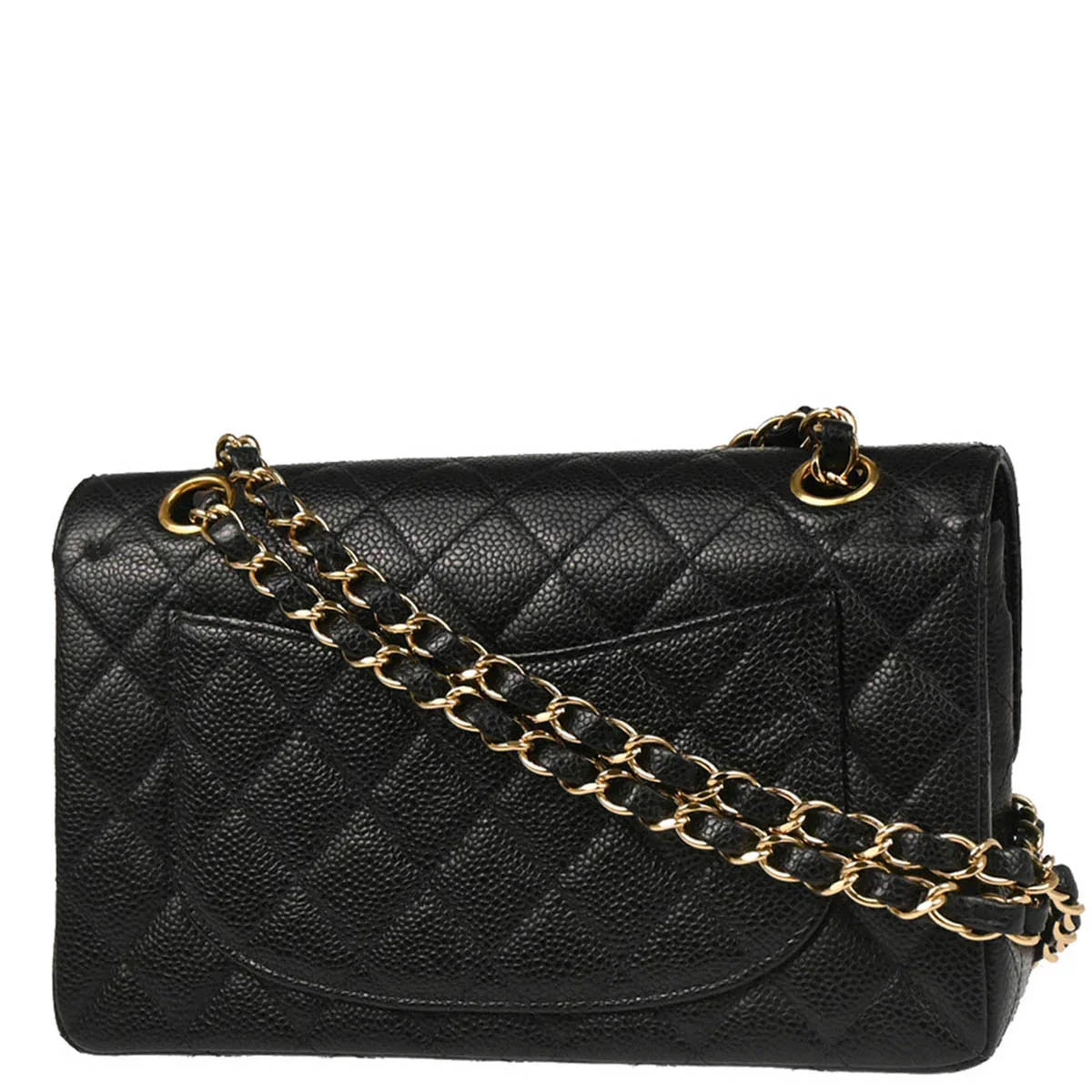 Chanel 2001-2003 Black Caviar Small Classic Double Flap Shoulder Bag