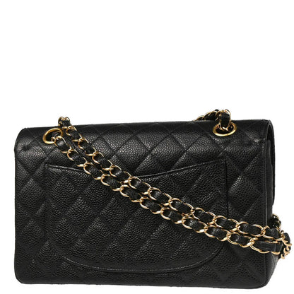 Chanel 2001-2003 Black Caviar Small Classic Double Flap Shoulder Bag