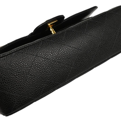 Chanel 2001-2003 Black Caviar Small Classic Double Flap Shoulder Bag