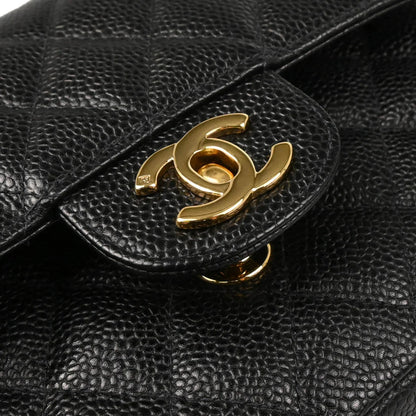 Chanel 2001-2003 Black Caviar Small Classic Double Flap Shoulder Bag