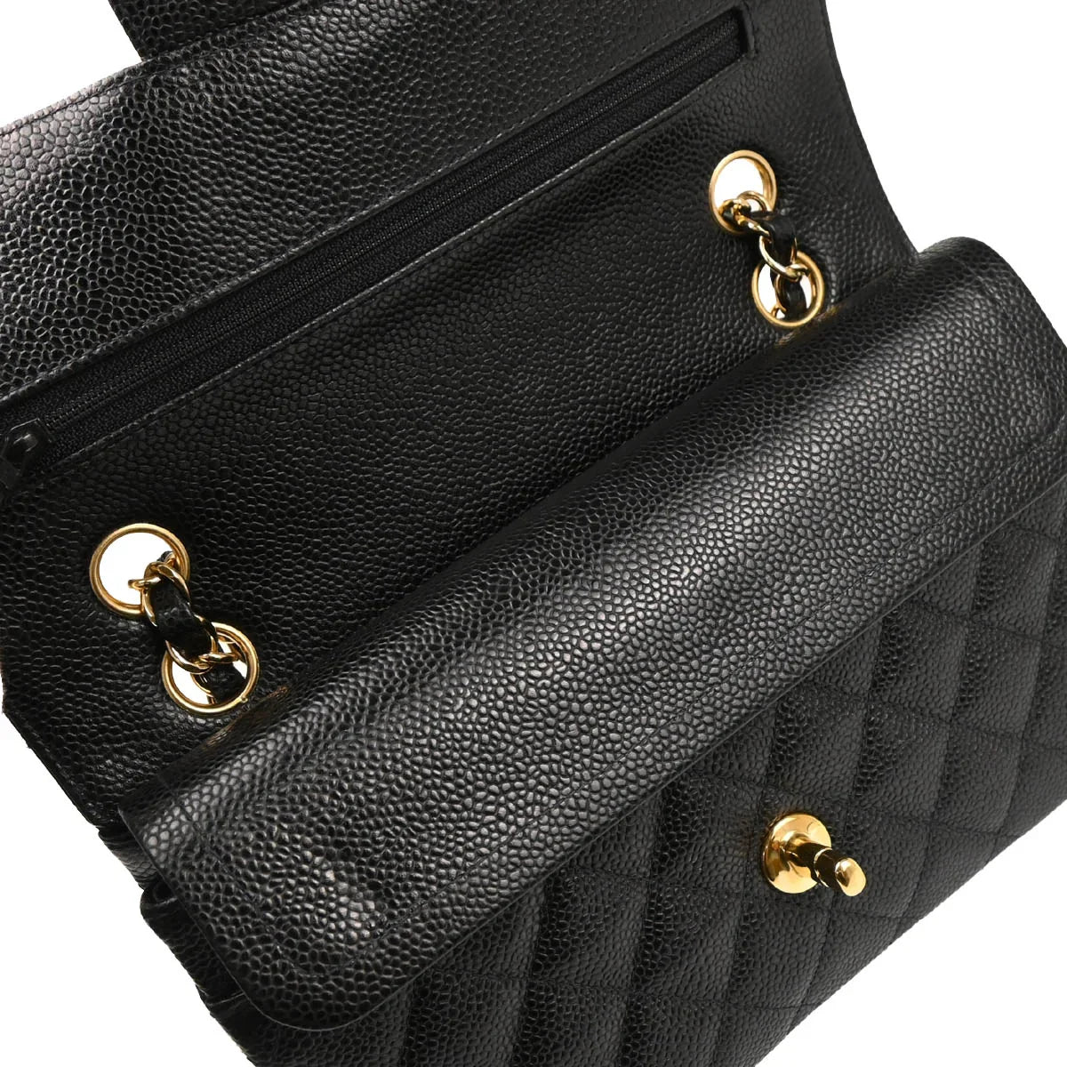 Chanel 2001-2003 Black Caviar Small Classic Double Flap Shoulder Bag