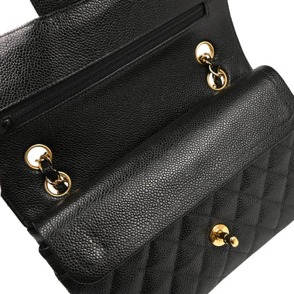 Chanel 2001-2003 Black Caviar Small Classic Double Flap Shoulder Bag