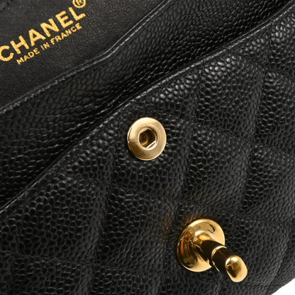 Chanel 2001-2003 Black Caviar Small Classic Double Flap Shoulder Bag