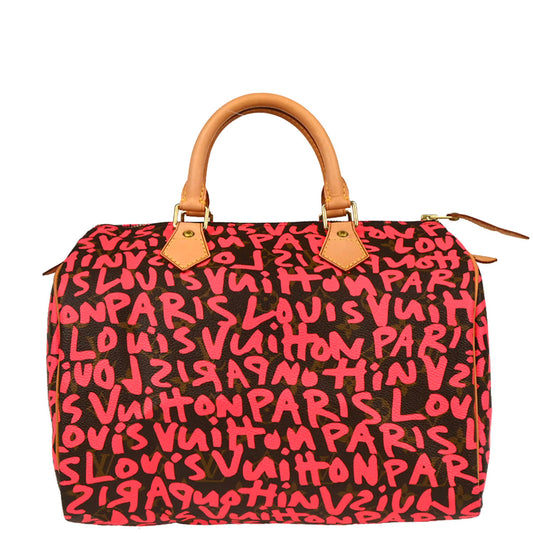 Louis Vuitton 2009 Pink Monogram Graffiti Speedy 30 Handbag M93704