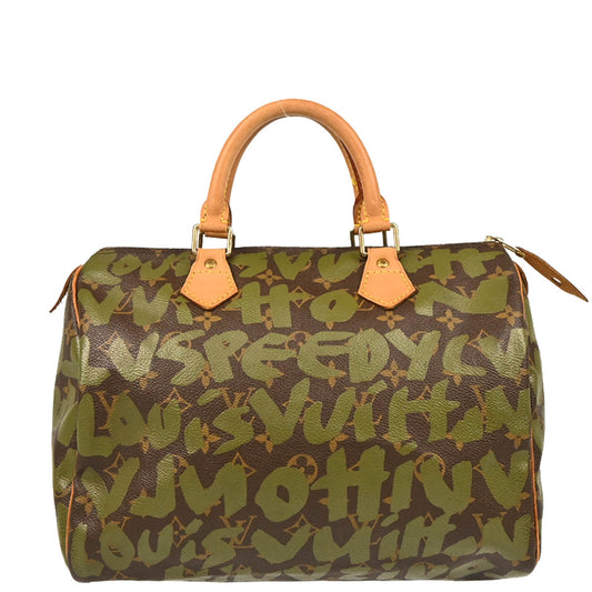 Louis Vuitton 2001 Khaki Monogram Graffiti Speedy 30 Handbag M92194
