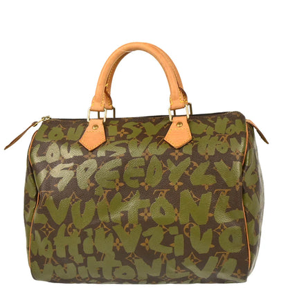 Louis Vuitton 2001 Khaki Monogram Graffiti Speedy 30 Handbag M92194