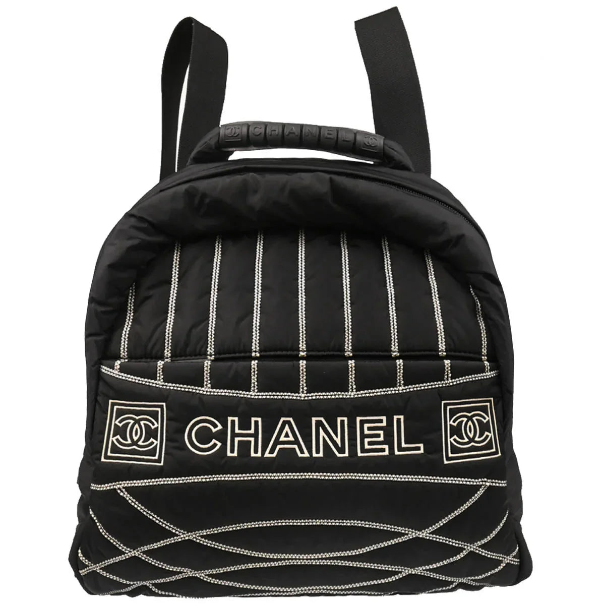 Chanel 2005-2006 Black Nylon Sport Line 2way Shoulder Backpack Handbag