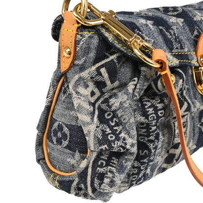 Louis Vuitton 2006 Blue Monogram Denim Mini Pleaty Raye Handbag M95333