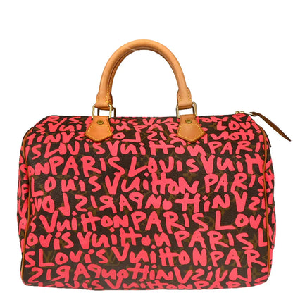 Louis Vuitton 2008 Pink Monogram Graffiti Speedy 30 Handbag M93704