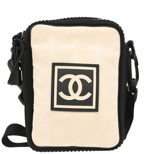 Chanel 2003-2004 Beige Nylon Travel Sport Line Shoulder Bag