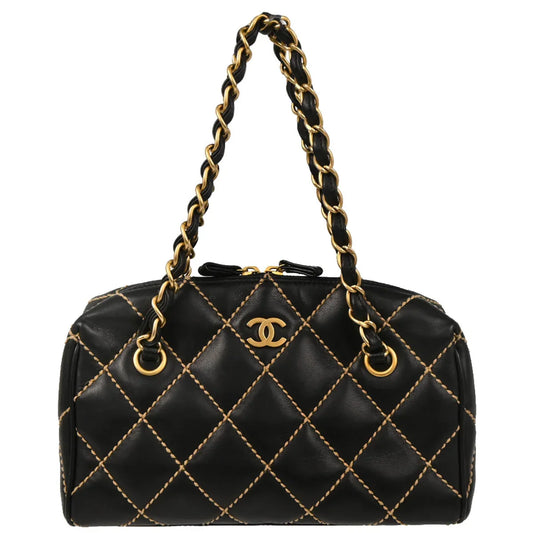 Chanel 2003-2004 Black Calfskin Wild Stitch Handbag