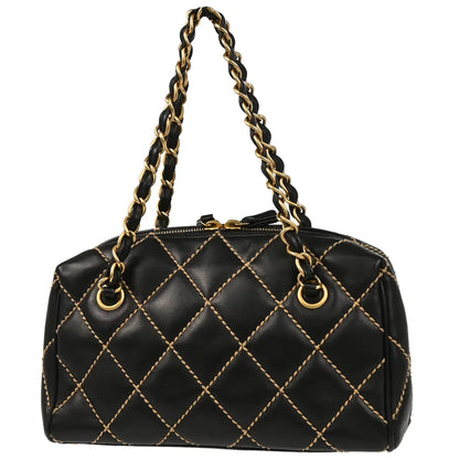 Chanel 2003-2004 Black Calfskin Wild Stitch Handbag