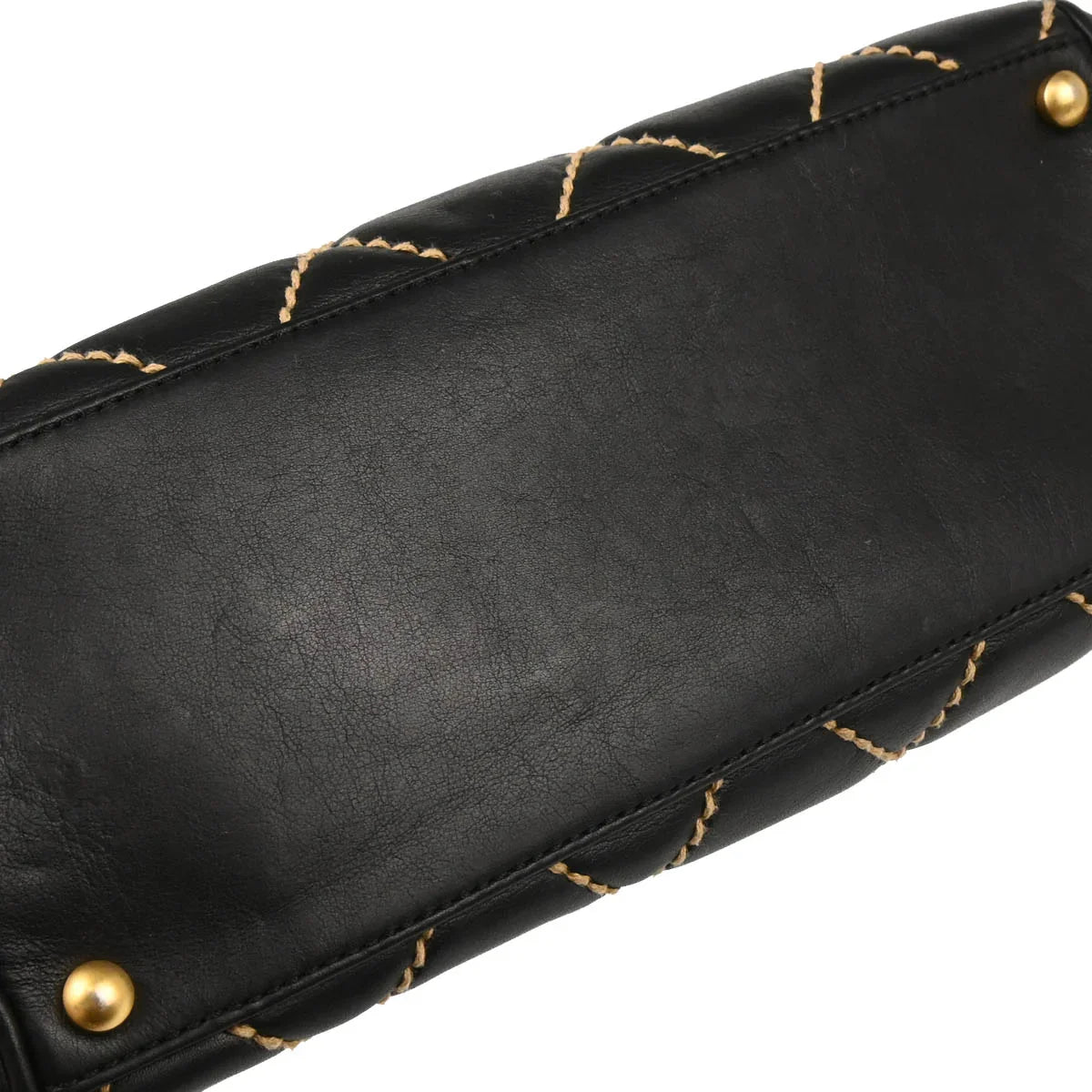 Chanel 2003-2004 Black Calfskin Wild Stitch Handbag