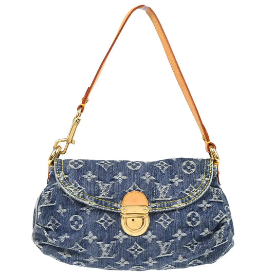 Louis Vuitton 2005 Blue Monogram Denim Mini Pleaty Handbag M95050