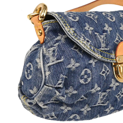 Louis Vuitton 2005 Blue Monogram Denim Mini Pleaty Handbag M95050