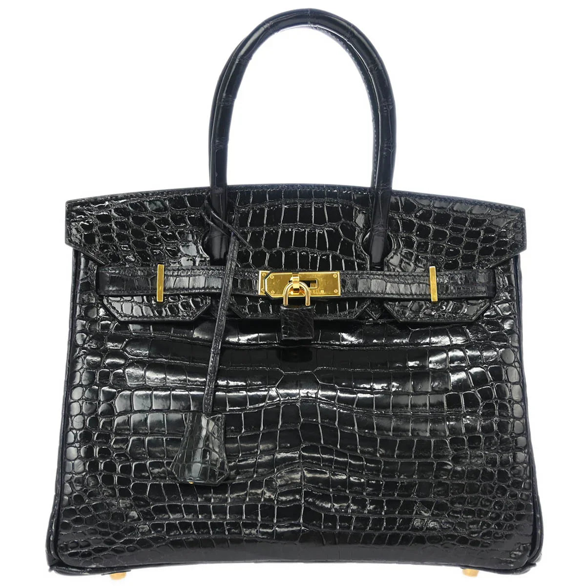 Hermes * Black Porosus Birkin 30 Handbag