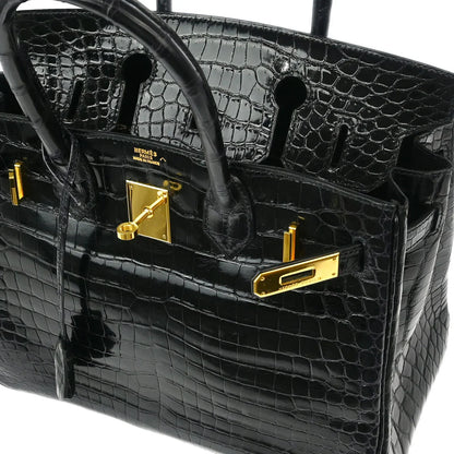 Hermes * Black Porosus Birkin 30 Handbag